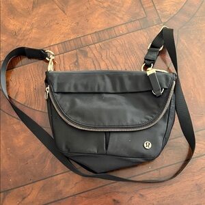 lululemon athletica Black Crossbody Bag with Gold Accents